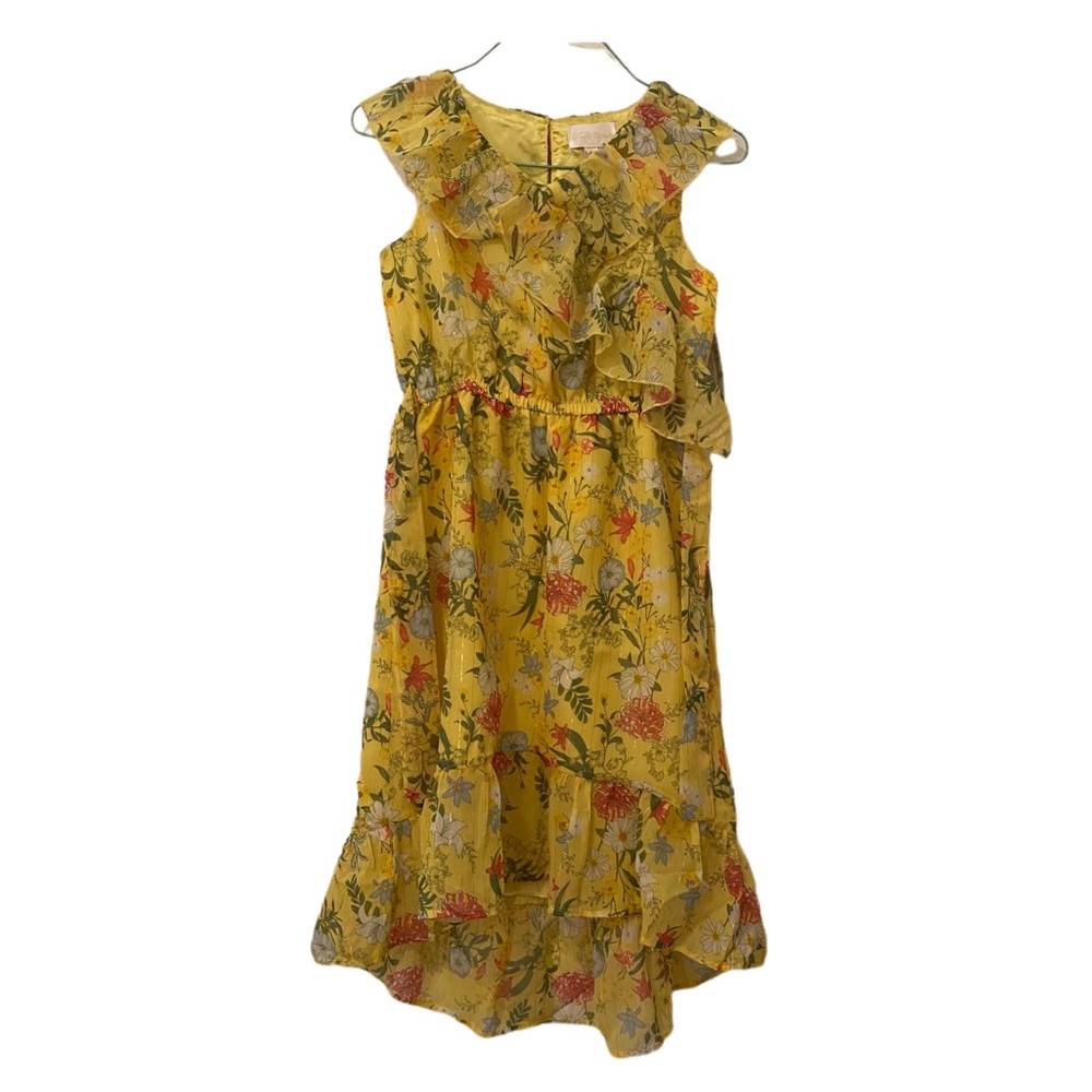 BCBGirls Yellow Floral Ruffled Dress